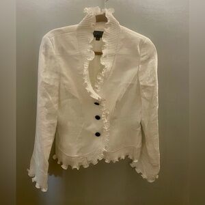 Adrianna Papell Designer White Jacket Vintage 1980s sz 8 worn 1 time EUC